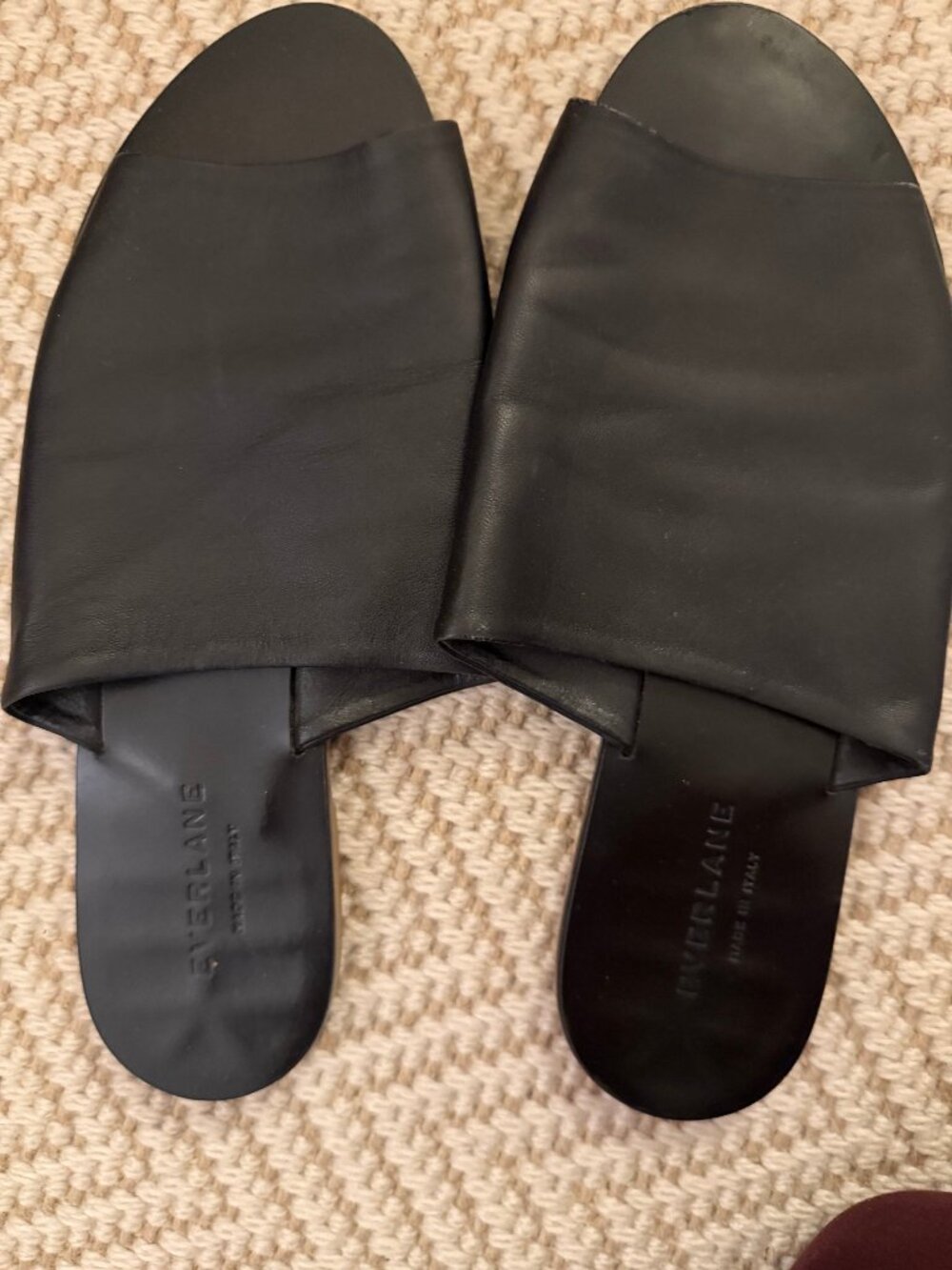 Everlane Black Wide Strap Slide Sandals Size 9